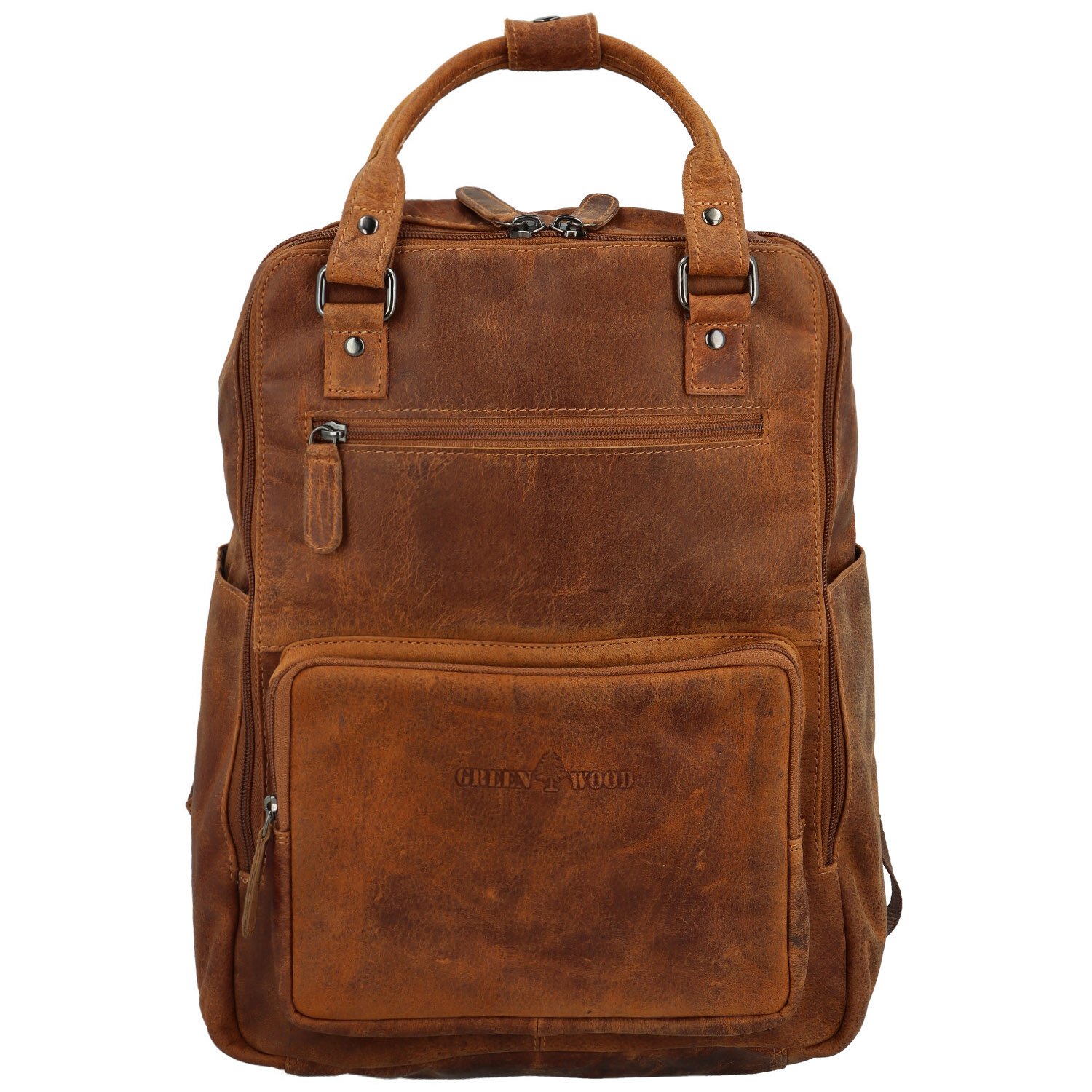 Pánský kožený batoh camel - Greenwood Rufus