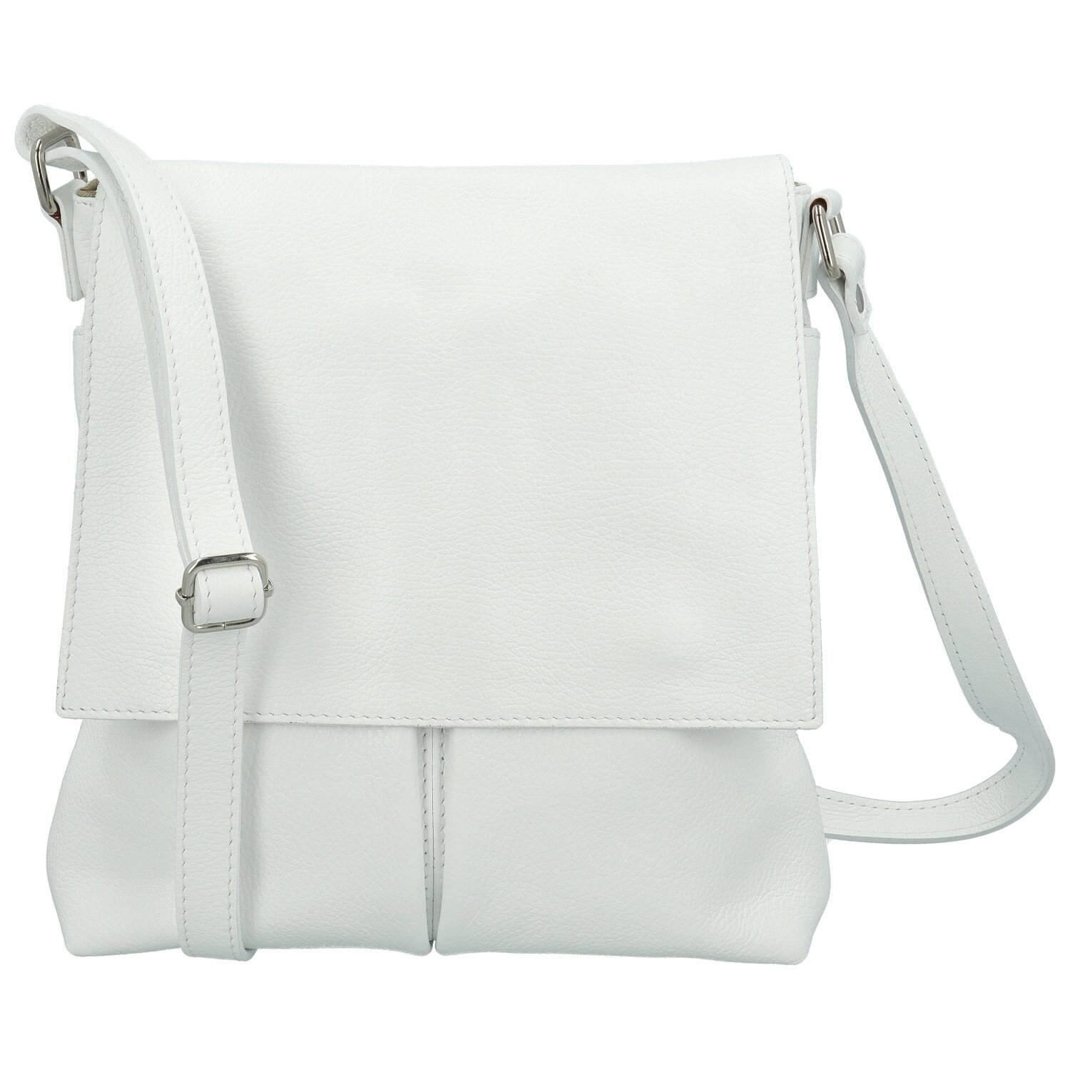 Dámská kožená crossbody kabelka bílá - Delami Vera Pelle Ellie