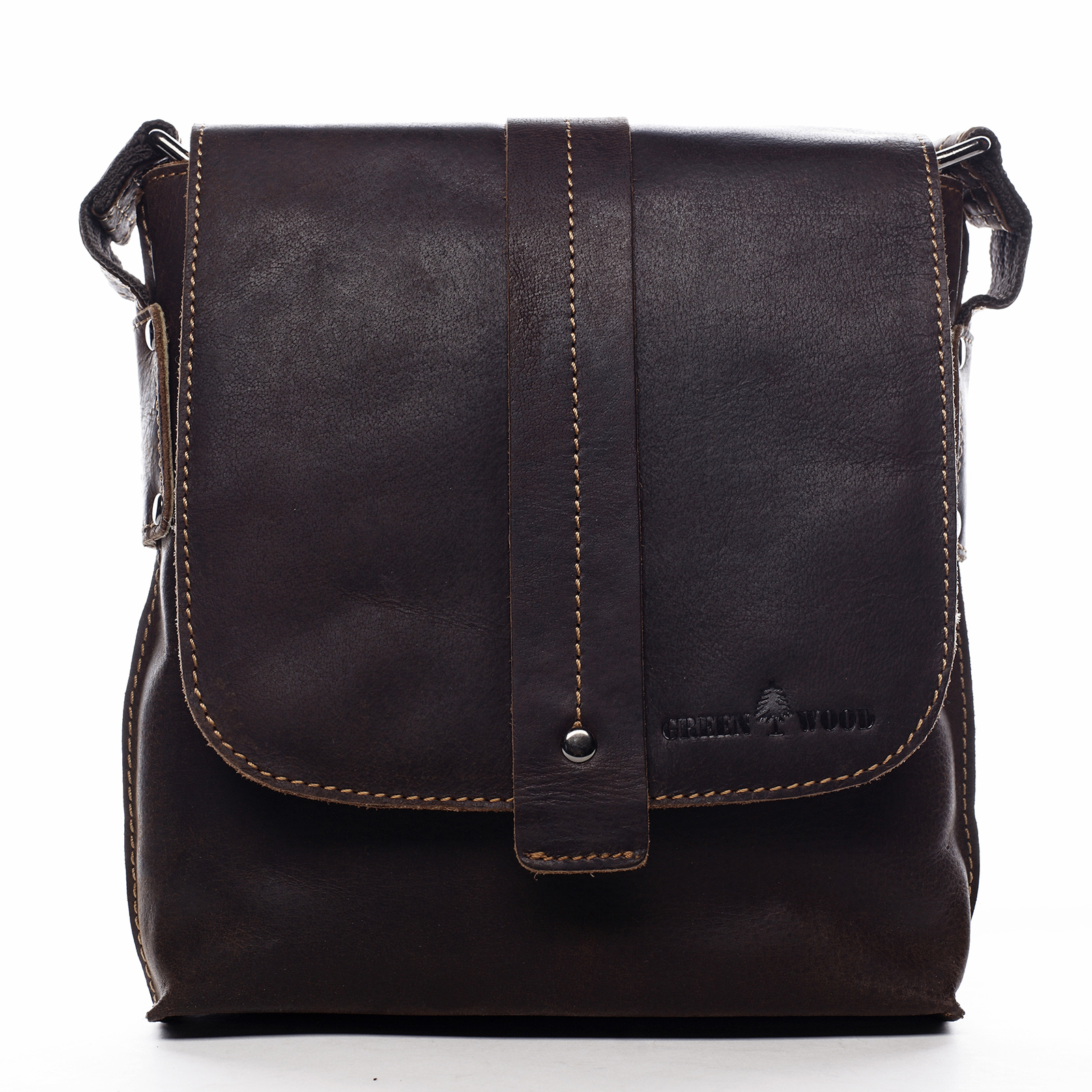 Pánská kožená crossbody taška tmavě hnědá - Greenwood Chester 
