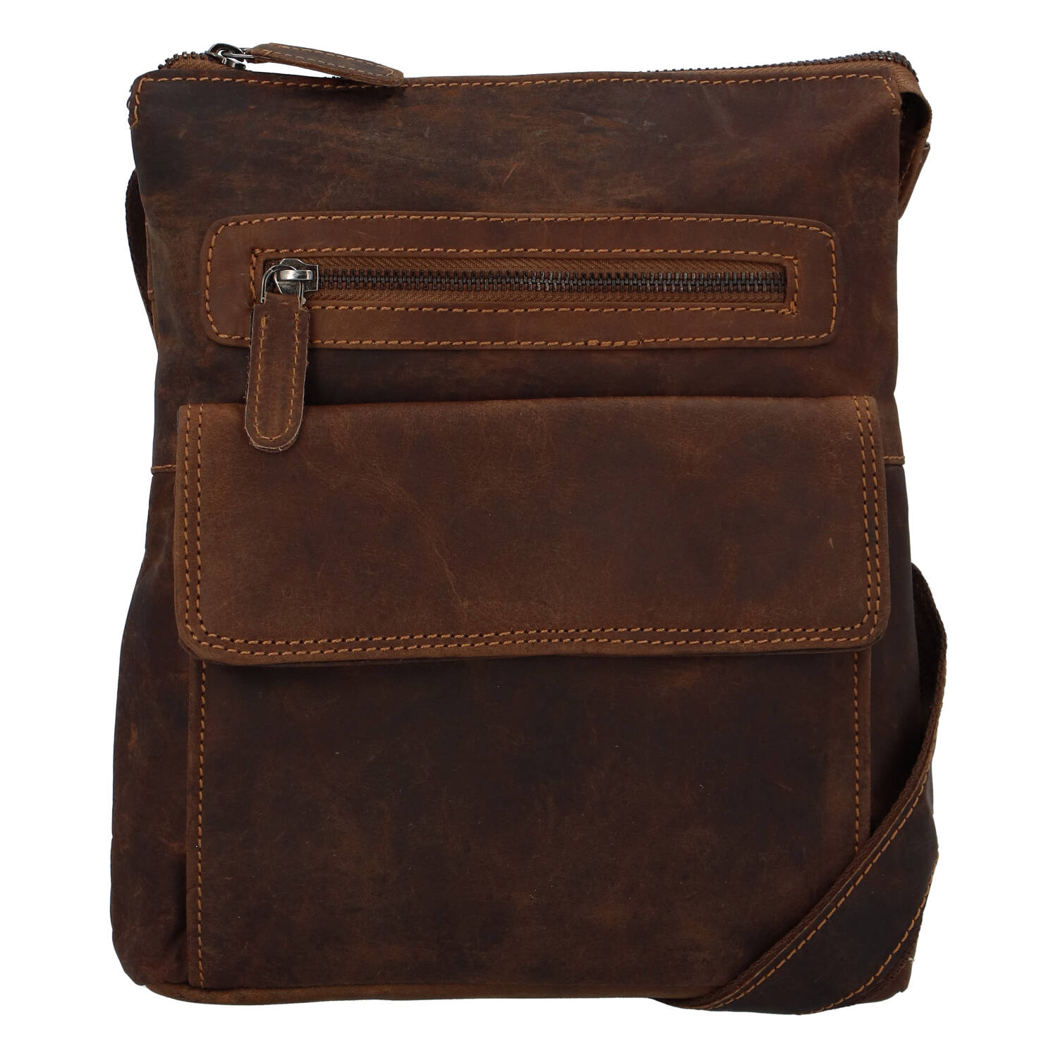 Pánská kožená crossbody taška hnědá - Greenwood Dafnes
