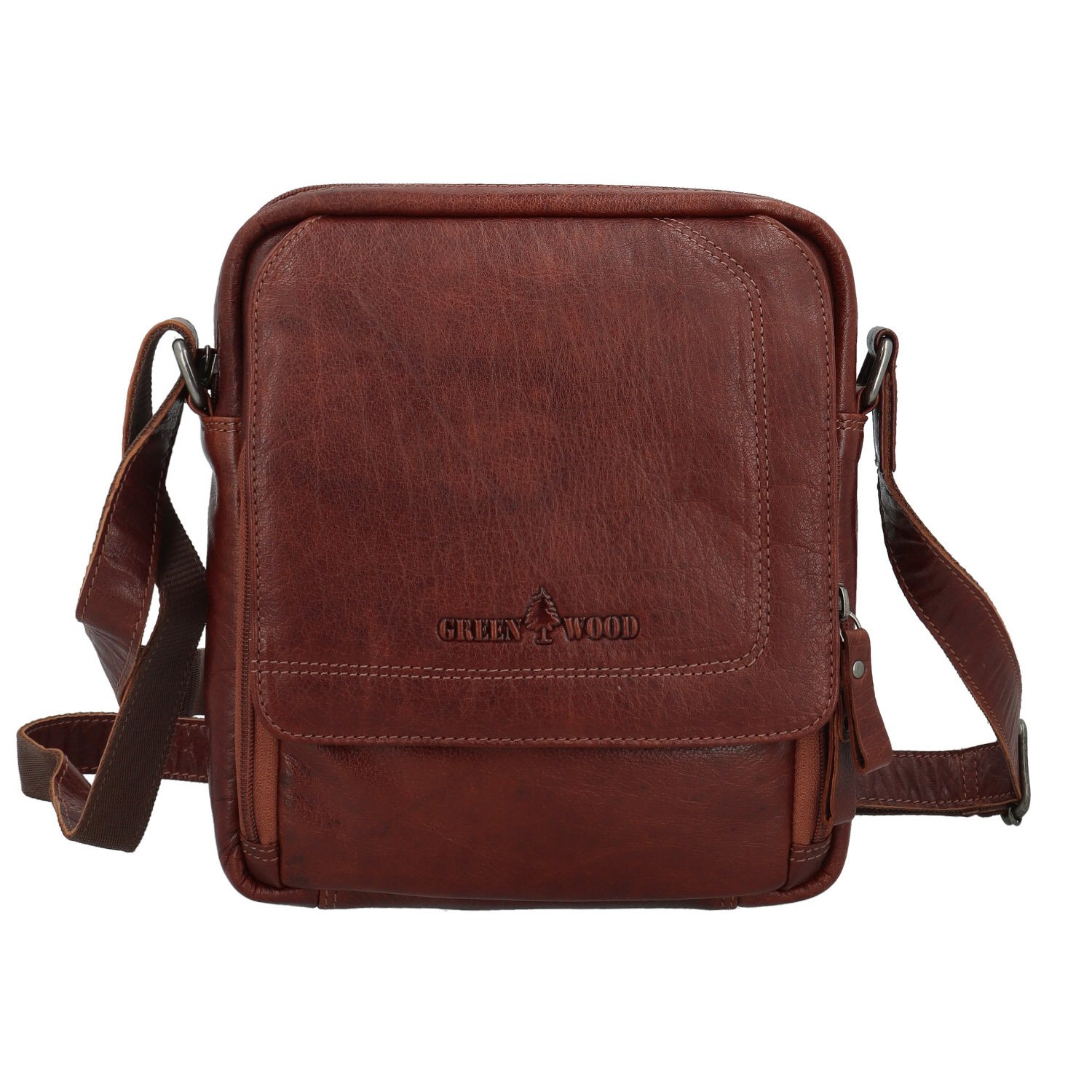 Pánská kožená crossbody taška hnědá - Greenwood Vaios