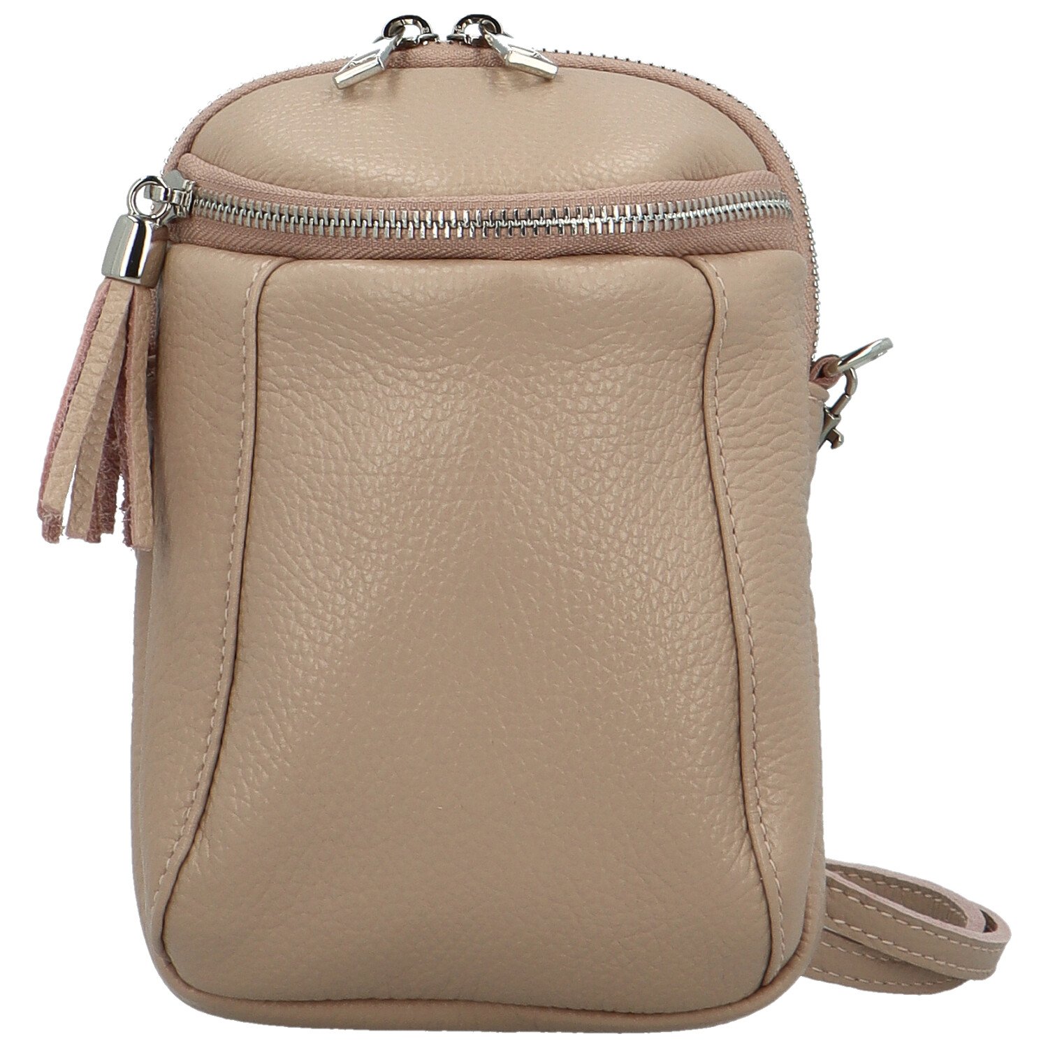 Dámská kožená crossbody kabelka béžová - Delami Vera Pelle Thierry