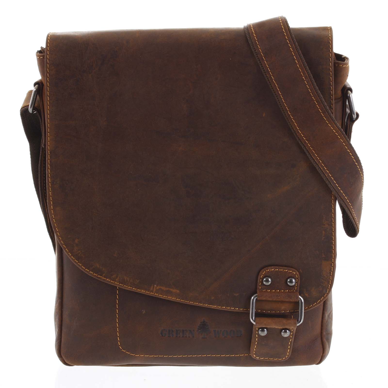 Pánská kožená taška khaki - Greenwood Maroon