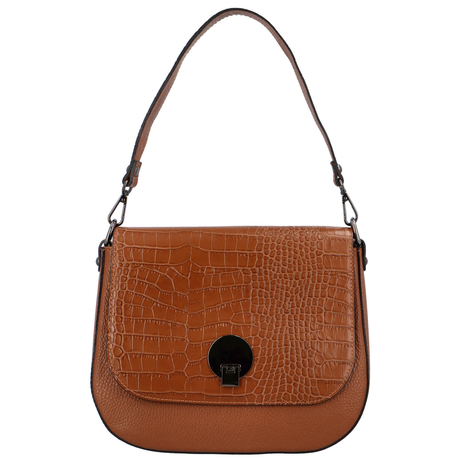 Dámská kožená crossbody kabelka světle hnědá - ItalY Bettery Kroko