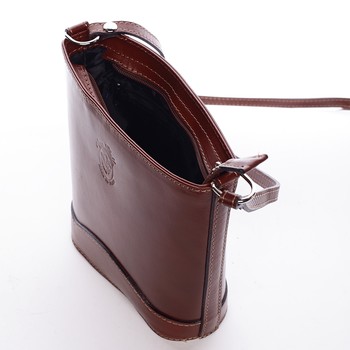 Dámská kožená crossbody kabelka hnědá - ItalY Bryana