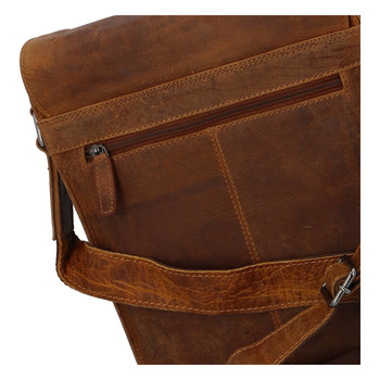 Pánská kožená taška camel - Greenwood Maroon