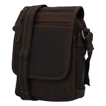 Pánská kožená crossbody taška tmavě hnědá - Greenwood Vamos