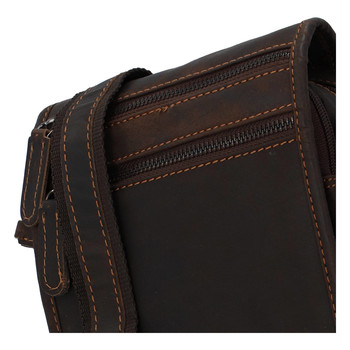 Pánská kožená crossbody taška tmavě hnědá - Greenwood Vamos