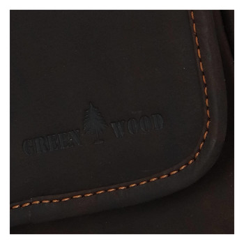 Pánská kožená crossbody taška tmavě hnědá - Greenwood Vamos