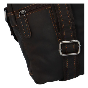 Pánská kožená crossbody taška tmavě hnědá - Greenwood Vamos