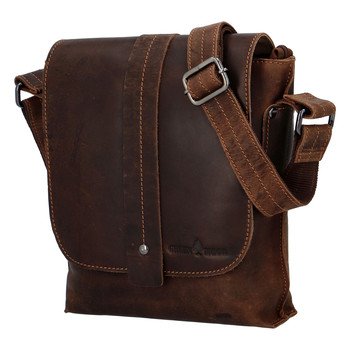 Pánská kožená crossbody taška khaki - Greenwood Chester