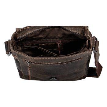 Pánská kožená crossbody taška tmavě hnědá - Greenwood Justwant
