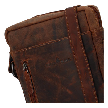 Pánská kožená crossbody taška hnědá - Greenwood Levron