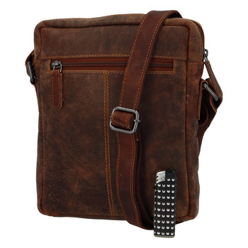 Pánská kožená crossbody taška hnědá - Greenwood Levron