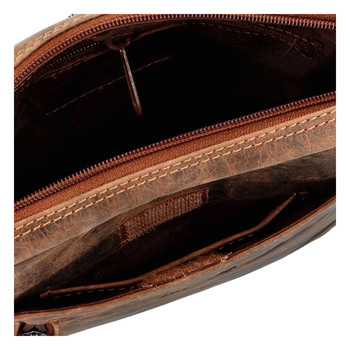 Pánská kožená crossbody taška hnědá - Greenwood Levron