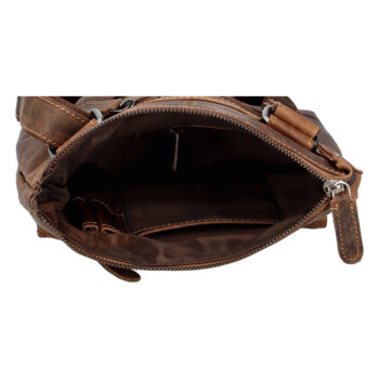 Pánská kožená crossbody taška hnědá - Greenwood Dafnes