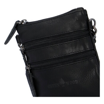 Kožená crossbody kapsa černá - Greenwood Lekky