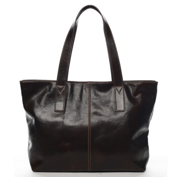 Dámská kožená kabelka do ruky hnědá - Delami Vera Pelle Gigiana