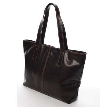 Dámská kožená kabelka do ruky hnědá - Delami Vera Pelle Gigiana