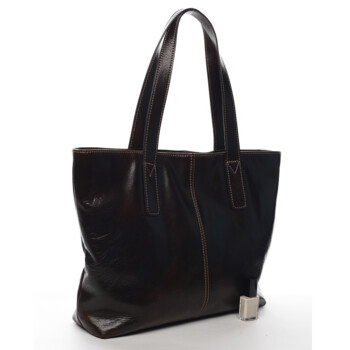 Dámská kožená kabelka do ruky hnědá - Delami Vera Pelle Gigiana