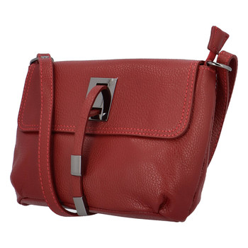 Dámská kožená crossbody kabelka tmavě červená - ItalY Porta