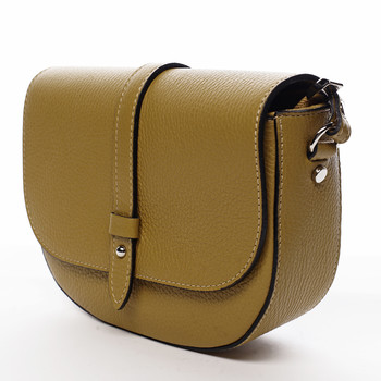 Dámská kožená crossbody kabelka tmavě žlutá - ItalY Valama