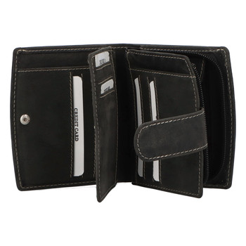 Dámská kožená peněženka černá broušená - Tomas Coulenzy