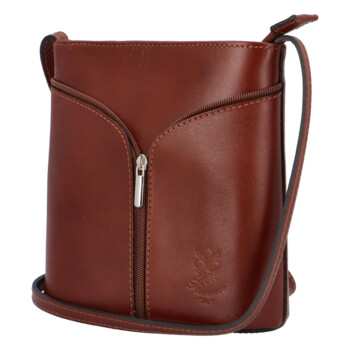 Dámská kožená crossbody kabelka hnědá - ItalY Hallie