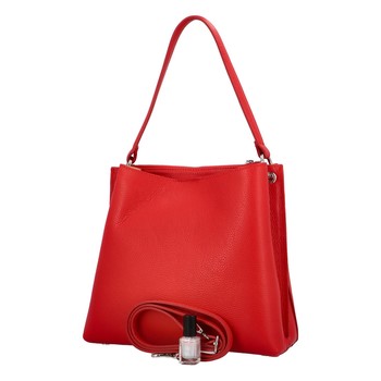 Luxusní dámská kožená kabelka červená - ItalY Lucy