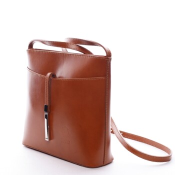 Dámská kožená crossbody kabelka camel - Delami Vera Pelle Aneta