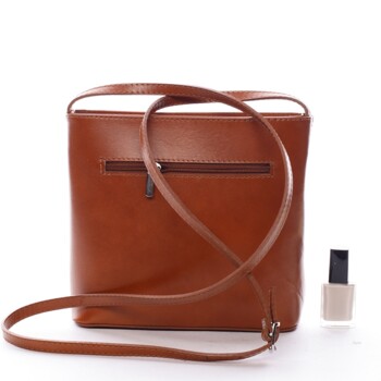 Dámská kožená crossbody kabelka camel - Delami Vera Pelle Aneta