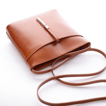 Dámská kožená crossbody kabelka camel - Delami Vera Pelle Aneta