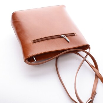 Dámská kožená crossbody kabelka camel - Delami Vera Pelle Aneta