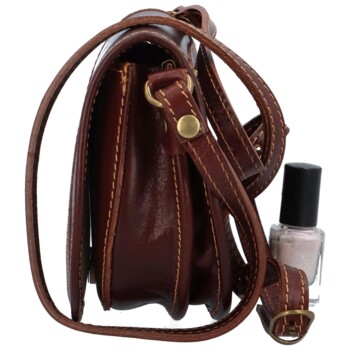 Dámská kožená crossbody tmavě hnědá - Delami Melisa