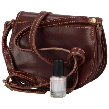 Dámská kožená crossbody tmavě hnědá - Delami Melisa