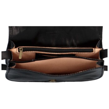 Dámská kožená crossbody kabelka černá - Delami Elrosa