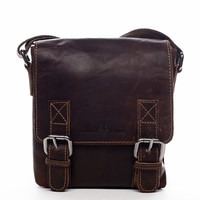 Pánská kožená crossbody taška tmavě hnědá - Greenwood Kratos 