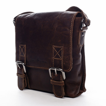 Pánská kožená crossbody taška tmavě hnědá - Greenwood Kratos 