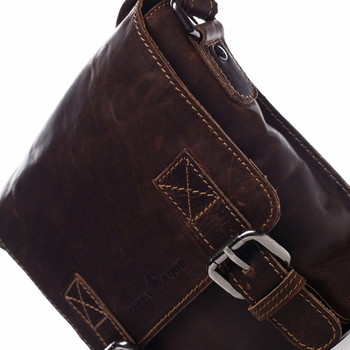 Pánská kožená crossbody taška tmavě hnědá - Greenwood Kratos 