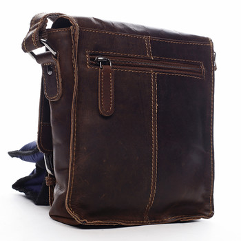 Pánská kožená crossbody taška tmavě hnědá - Greenwood Kratos 