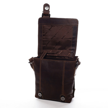 Pánská kožená crossbody taška tmavě hnědá - Greenwood Kratos 