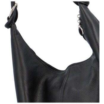 Dámská kožená kabelka přes rameno černá - Delami Avera