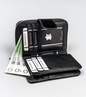 Módní kožená peněženka lakovaná černá - Lorenti 115SH
