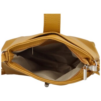 Dámská kožená crossbody kabelka žlutá - ItalY Laira