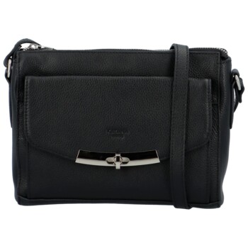 Dámská kožená crossbody kabelka černá - Katana Berisitty