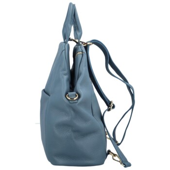 Dámský kožený batoh kabelka džínově modrý - Delami Norzeus