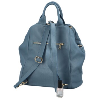 Dámský kožený batoh kabelka džínově modrý - Delami Norzeus
