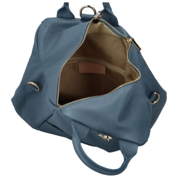 Dámský kožený batoh kabelka džínově modrý - Delami Norzeus