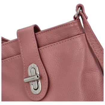 Dámská kožená crossbody kabelka tmavě růžová - ItalY Laira