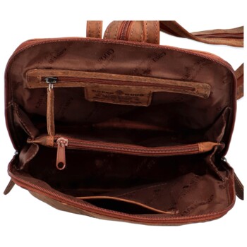 Dámský kožený batoh hnědý - Greenwood Sanply